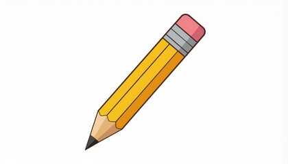 A classic yellow wooden pencil with a pink eraser and a sharpened graphite tip, ready for writing or drawing.
