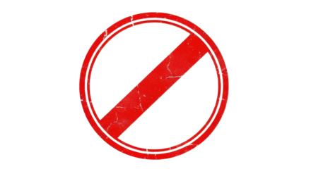 Red prohibition sign PNG isolated on transparent background, no entry or forbidden symbol for graphic design and web use