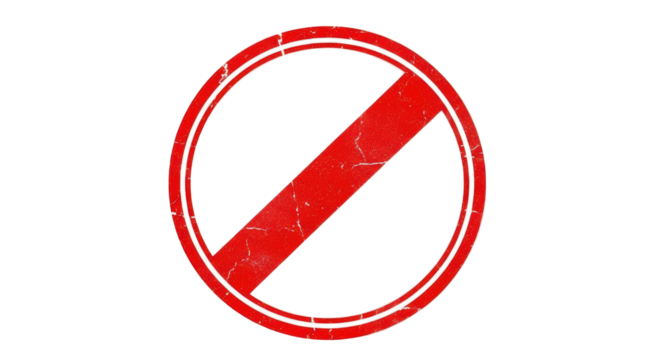 Red prohibition sign PNG isolated on transparent background, no entry or forbidden symbol for graphic design and web use