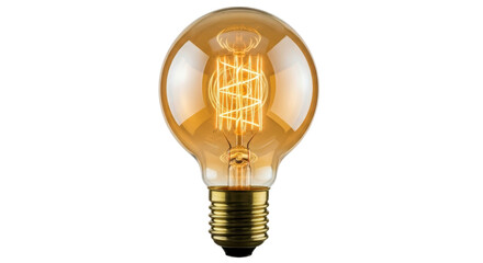Vintage Edison light bulb PNG isolated on transparent background, antique style filament lamp for retro design and decoration
