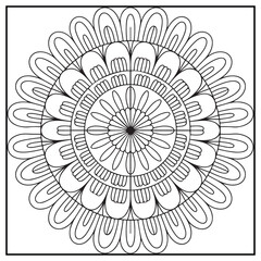 Mandala Flower Coloring Page – Intricate Floral Pattern Line Art for Kids and Adult Coloring Book, Hand Drawn Botanical Vector