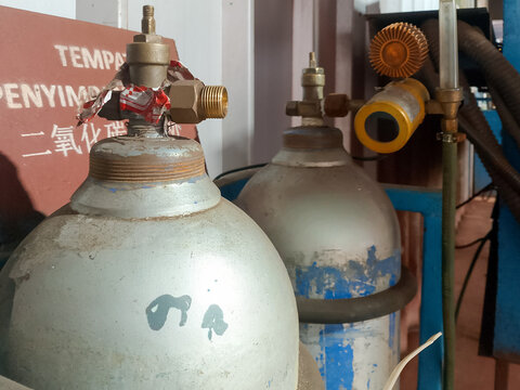 gas cylinders at the Morowali industrial factory