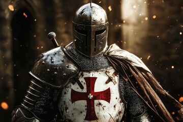 Obraz premium Explore the Historical Significance of Templar Knights in Armor.