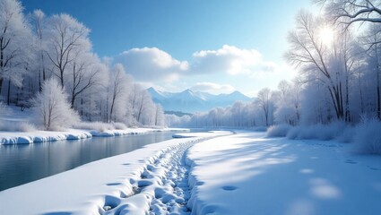 Winter Serenity at the Frozen Valley Lake