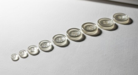 Clear Glass Objects in a Row on a White Surface.