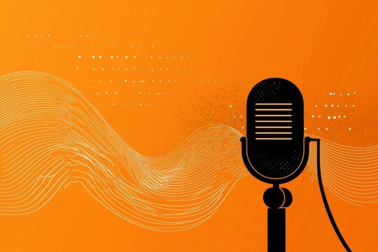 Creative representation of a podcasting microphone and audio waves.