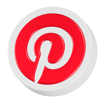3d rendering icon Pinterest in white color 