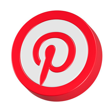 3d rendering icon Pinterest in red color 