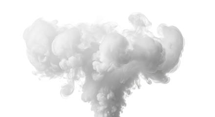 Abstract white smoke explosion against a creates a dramatic and ethereal visual effect for artistic and design projects on transparent background