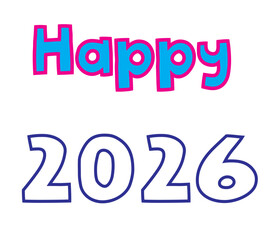 Style Happy 2026 in design and White Colour Background in design 