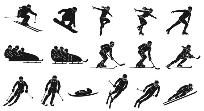 Winter Olympics Events Collection Vector Silhouettes: Peak Motion Graphics