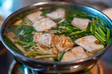 Tom yum, Thai spicy soup with fish in bowl.