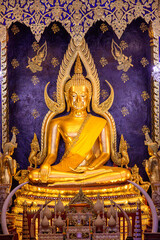 Buddha statue name is Phra Buddha Chinnarat in Phra Sri Rattana Mahathat Temple, Phitsanulok in Thailand.