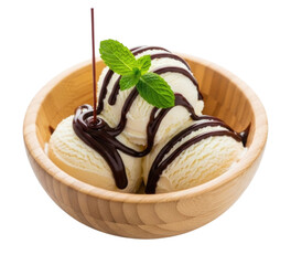 Vanilla ice cream with chocolate sauce PNG