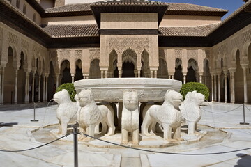 The Lions Fountain at the Alhambra, Granada, Spain