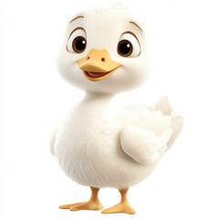 Adorable cartoon duckling character ready for your next children's book or animated project, a charming and cheerful animal friend with big brown eyes