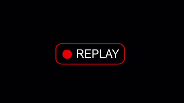 Replay button animation with black background, Replay icon Animation video for Live Streamers, action replay Animation icon and button with black background.
