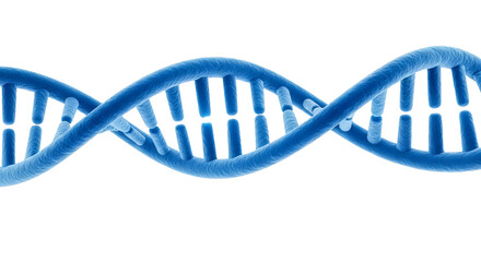 Blue dna double helix structure against a representing genetics research and medical science advancements and biotechnology on transparent background
