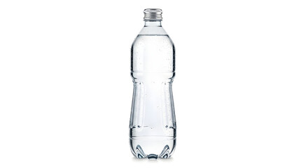 Clear plastic water bottle isolated on white background