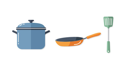 Kitchen Utensils - Pot, Pan, and Spatula for Cooking.