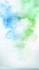 Fototapeta premium Vibrant blue green watercolor abstract background with serene white cloud formation artistic digital artwork.