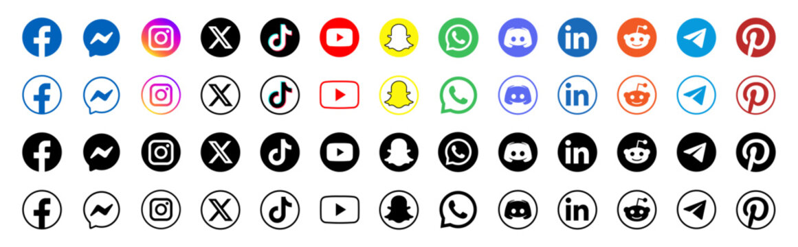 Circle social media icon set