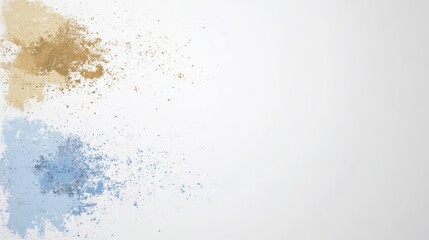 Obraz premium Captivating blue yellow paint splatter art on pure white canvas fluid liquid design with artistic movement.