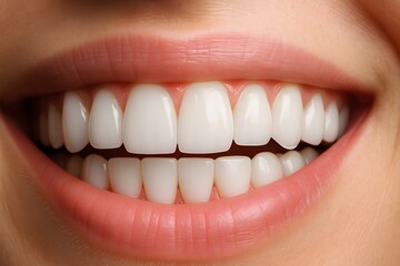 Healthy Smile Perfect White Teeth and Pink Lips, Showing Dental Health and Beauty, Oral Care, Cosmetic Dentistry Concept.