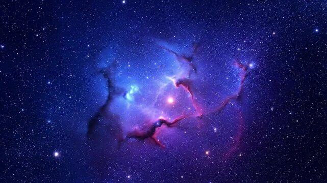 Dynamic celestial gas clouds forming intricate patterns and vibrant colors in the vacuum of deep space, illustrating stellar nurseries. Cosmic formations