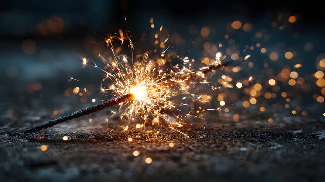 Sparkler ignites golden glitter 2026 new year celebration