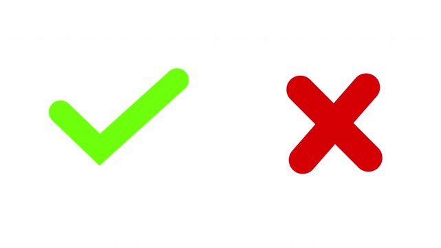Animation checkmark cross right wrong decision approval