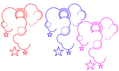 Set of colorful cloud and star icons vector design elements for weather concepts isolated on white background