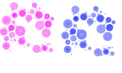Abstract molecule structures in pink and blue connected circles and dots vector design element for science and technology concepts