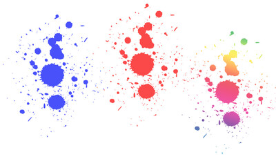 Colorful ink splatter set vector illustration of paint splashes isolated design element for creative projects