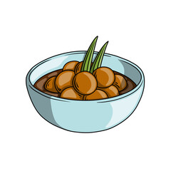 Illustration of Indonesian Dessert Biji Salak in a Bowl