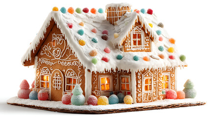gingerbread house on white background