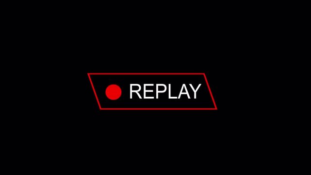 Replay Text Animation Black Color On black Background. 4K Video
