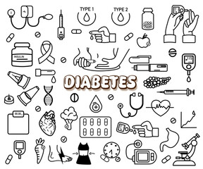 Diabetes icon hand drawn doodle medical element