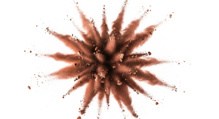 Explosion of red powder paint isolated on transparent background