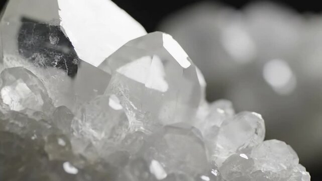 Intricate Crystalline Structures Illuminated: Explore the complex geometric patterns and delicate facets of naturally formed crystals, highlighted by soft, ethereal lighting that emphasizes their inte