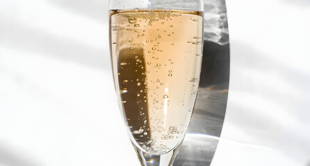 Golden sparkling champagne shimmering elegantly in sunlight, capturing celebration, luxury, joy, and timeless festive moments beautifully