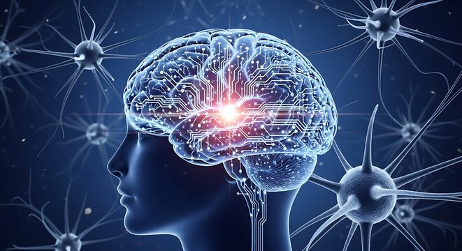 Explore the power of AI with this stunning brain interface showcasing advanced technology and futuristic innovation for science and research projects