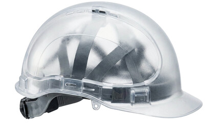 Fototapeta premium Transparent construction safety hard hat with visible internal suspension system