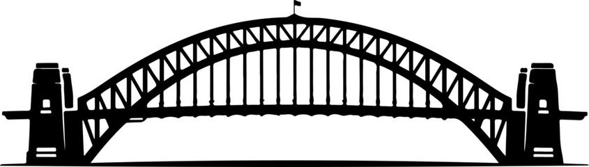 iconic Sydney Harbour Bridg silhouette vector illustration