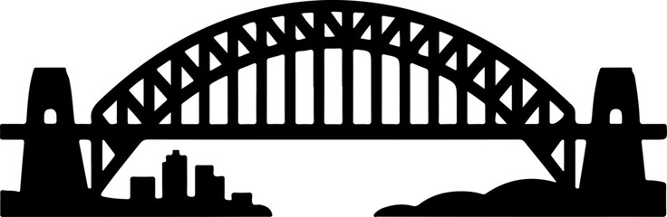 iconic Sydney Harbour Bridg silhouette vector illustration