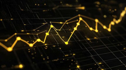 Dynamic Financial Graphics in Black and Yellow Color Scheme
