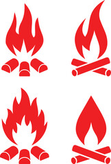 Campfire Vector Icon Set