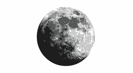 Stylized lunar surface rendering with a blend of monochrome gradients and cratered textures