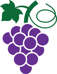 Fresh grape bunch icon for fruit labels organic food branding