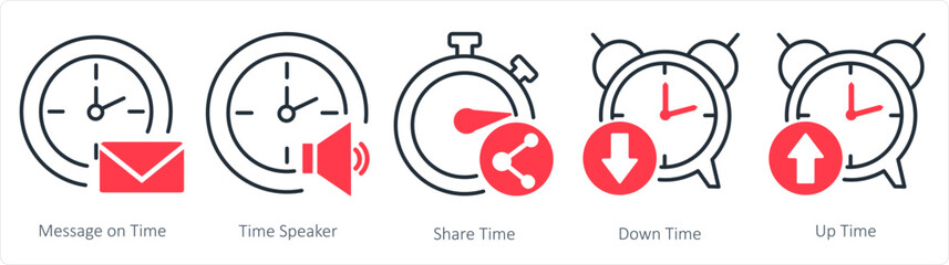 A set of 5 business icons as message on time, time speaker, share tim